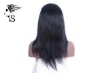 Medium Density Straight Human Hair Full Lace Wigs For Black Ladies Dark Brown