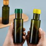 Industrial Green Brown Round Olive Oil Glass Bottles with Rubber Stopper Sealing