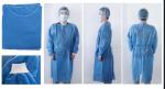 Blue Knitted Cuff Disposable Non Woven Isolation Gown