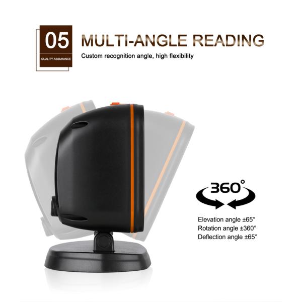 Luckydoor High Quality 1D 2D QR CODE PDF417 Hands Free Platform POS Omnidirectional Desktop Barcode Scanner