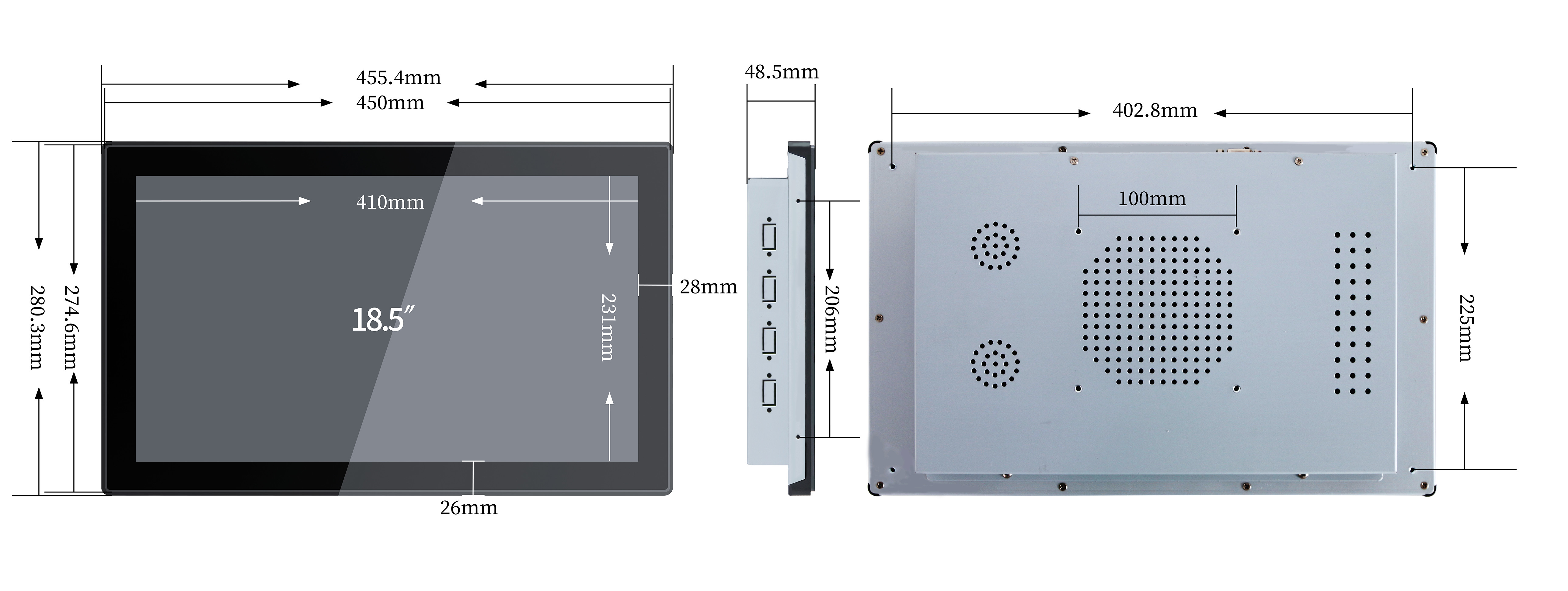 USB VGA 18.5" Embedded Capacitive Touch Screen Monitor