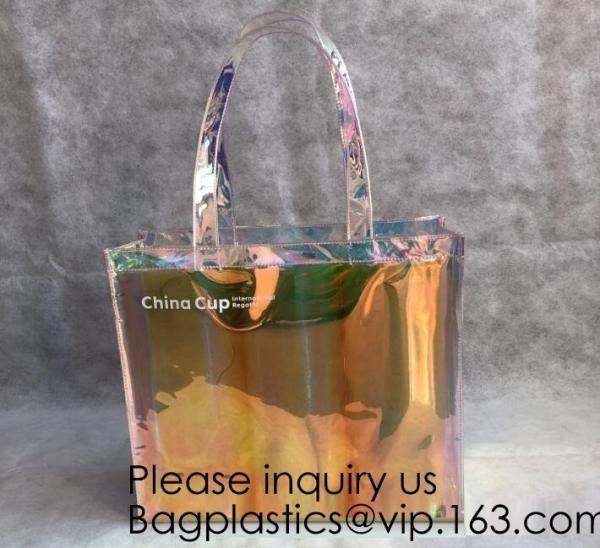Laser Handle Shoulder Bag Glitter Tote Bag Pvc Holographic Bag, vinyl rainbow,