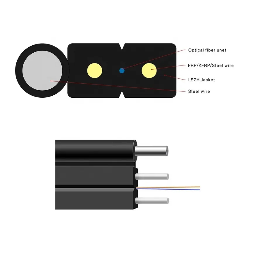 80m 100m 120m Strength Member GJYXCH Fiber Optic Cable for Telecommunication Networks
