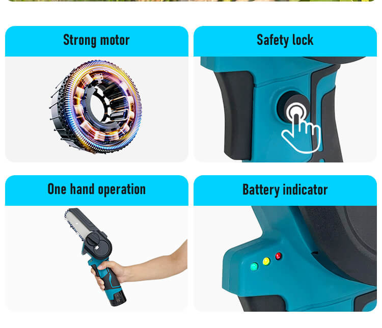 21V Brushless Hand Battery Cordless Mini Chain Saw 3inch Wood Pruning Machine
