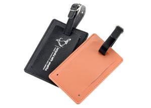 Wholesale PU Leather Travel Luggage Tag Customized Silk Screen Printing Logo Baggage Tag from china suppliers