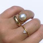 Dainty Domed Rings 14k 18k Gold Chunky Star Set Diamond Band Ring for Stylish