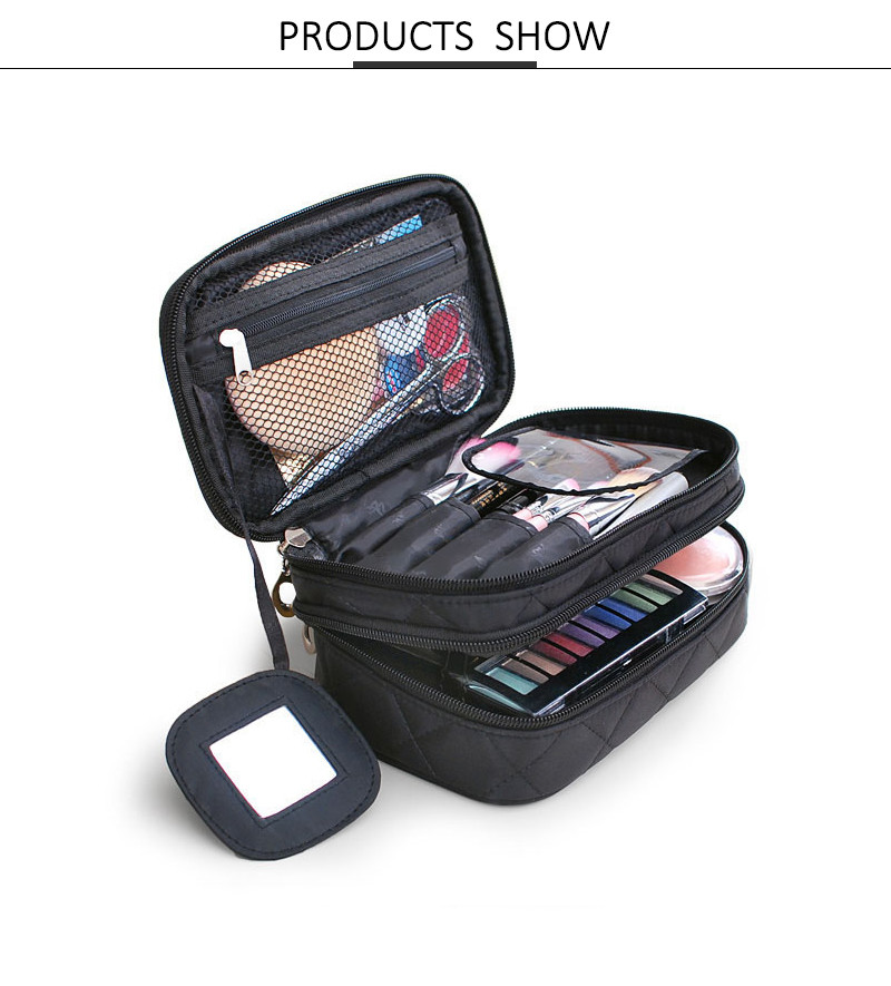 Travel Rhomboid Polyester Makeup Case Organizer For Girls