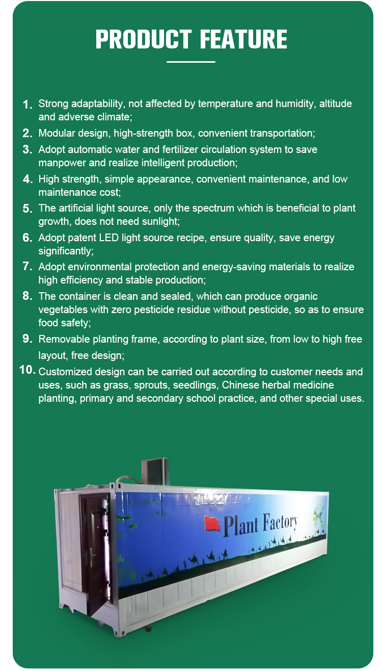 Temperature Climate Control 40 Foot Container Hydroponic Farm Greenhouse Agricultural Growing System