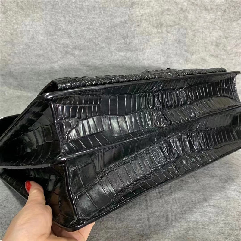 Authentic True Alligator Skin Businessmen Passcode Briefcase Top-handle Bag Genuine Crocodile Leather Male Large Handbag