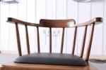 Fabric Solid Wood Blue Wooden Dining Chair With Armrest