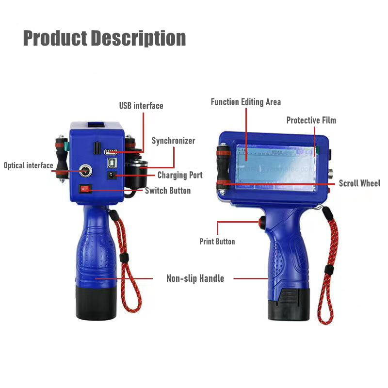 42ML Capacity Thermal Inkjet Technology TIJ 2.5 PVC PE Plastic Portable Handheld Inkjet Coding Machine for Label Printer