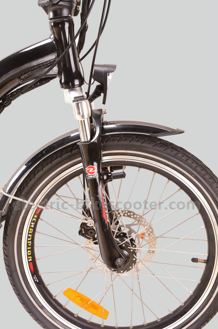 Black 10.4Ah 36V Electric Folding Bike , 20" Cruiser Folding Electric Bike With Disc Brake