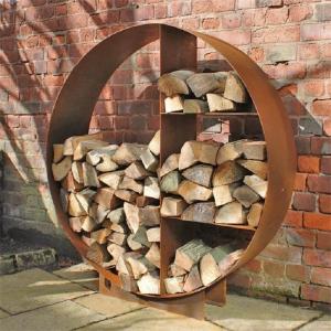 Wholesale Rusty Circle Corten Steel Firewood Rack Larger Round Firewood Holder from china suppliers