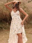 V Collar Floral Casual Dress Sexy Summer Long Dress For Women