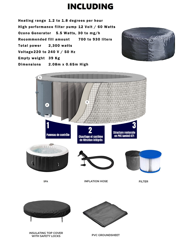 Customized Inflatable Hot Tub With Insulation Cover Hot Spring Bathtub Inflatable