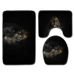 Wild Animal Toilet Seat Cushion Tiger Leopard 3pc Bathroom Rug Set