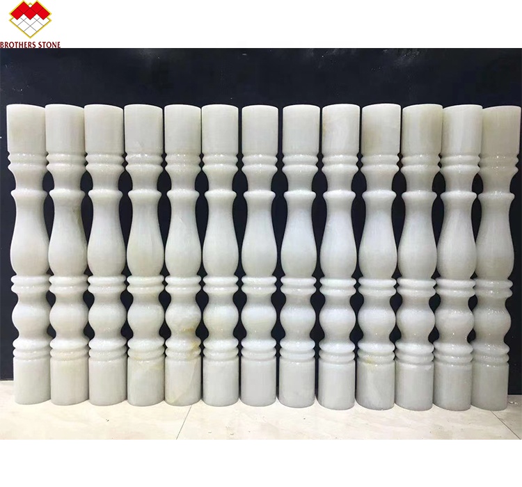 Standard or Customized Size White Onyx Marble Alabaster Stair Baluster for Luxury Homes
