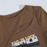 OEM Summer European And American Sexy Female T -Shirts Printing Hollowed