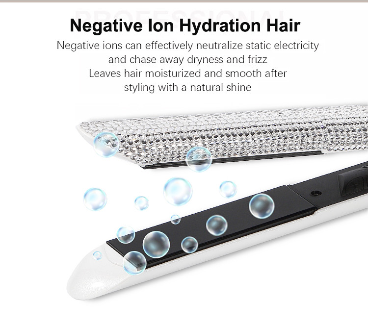 Gorgeous Rhinestone Nano Titanium Hair Straightener 1 Inch Dual Voltage