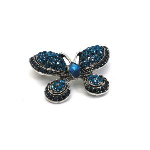 Wholesale Green Alloy Fashion Brooch Pin , Butterfly Diamond Brooch 2.8cm Height from china suppliers
