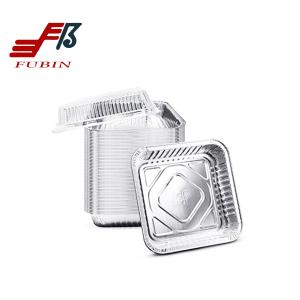 Wholesale OEM Logo Silver 1320ML Square Aluminum Foil Container With Lid from china suppliers