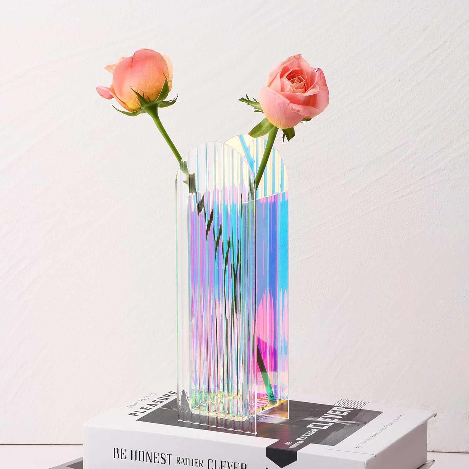 U Shape Bending Rainbow color Flower Acrylic Vase For Home Decor Or Wedding Table
