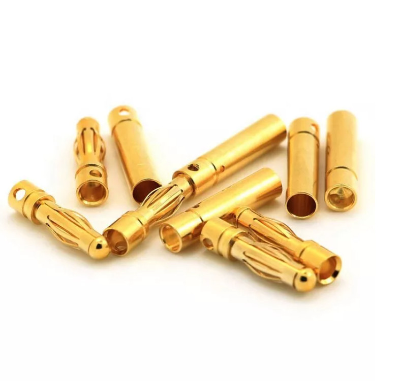 3mm Gold Bullet Banana Plug Connectors 80A/60A Durable For RC Car