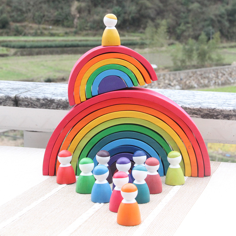 6cm Large Pastel Rainbow Stacker Nesting Rainbow Block Set