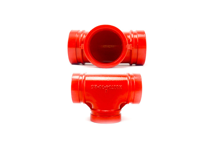 Red Epoxy Ductile Iron Grooved Pipe Fittings Grooved Mechanical Tee 1" - 24"
