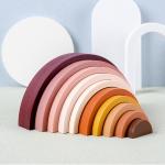 Montessori Rainbow Building Block Baby Wooden Toy Safe Non-toxic DIY Creative