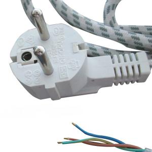 Wholesale European electric iron power cords, VDE cotton braid power cables with schuko plug from china suppliers