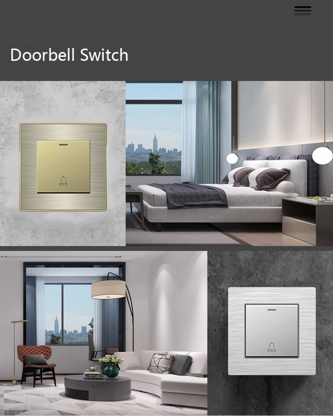 Smart Laffey Push Button Bell Switch Glass / Metal Material