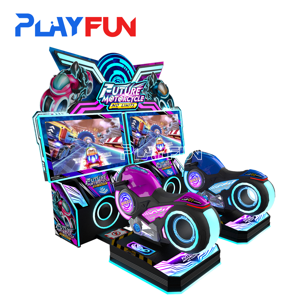 High Quality Coin Operated Twin Gaming Future Motorcycle Bike Racing Car Moto Driving Simulator Motion Arcade Game Machine