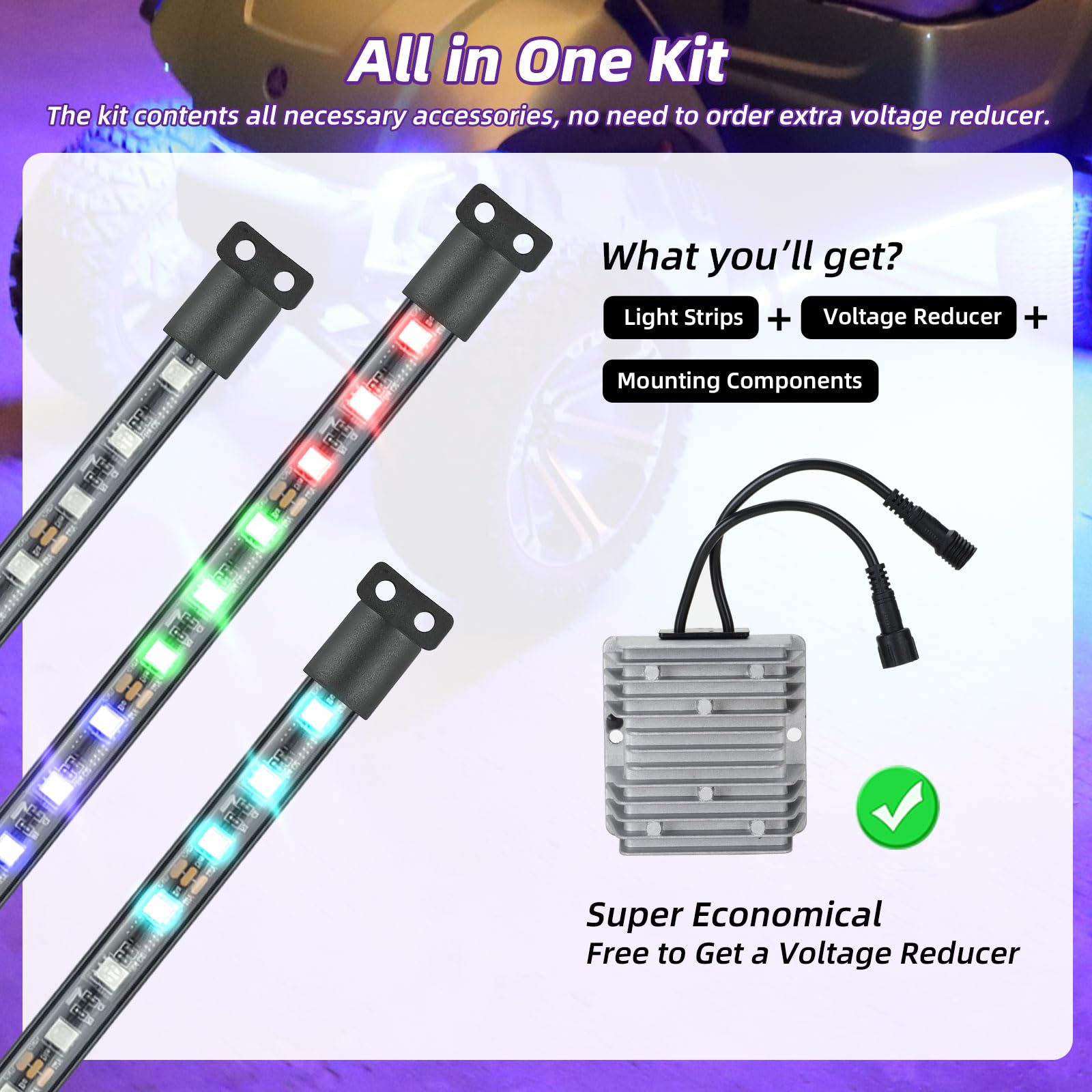 Polyvinyl Chloride PVC Golf Cart LED Light Strip Trim Neon Kit for EZGO Yamaha Club Cars