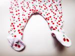 Snap front Baby Girl long sleeve footies Cherry Print