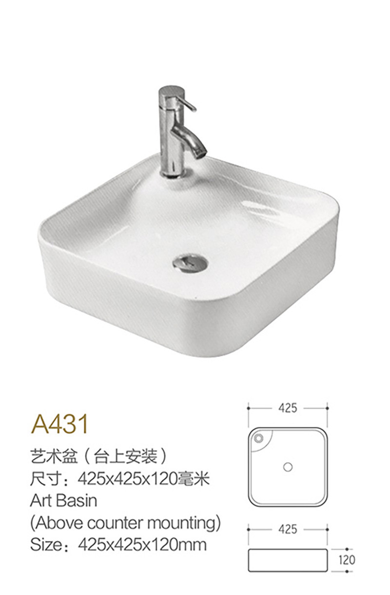 Surface Resistant Stain Scratch Washbasin Square Above Grey Counter Sink