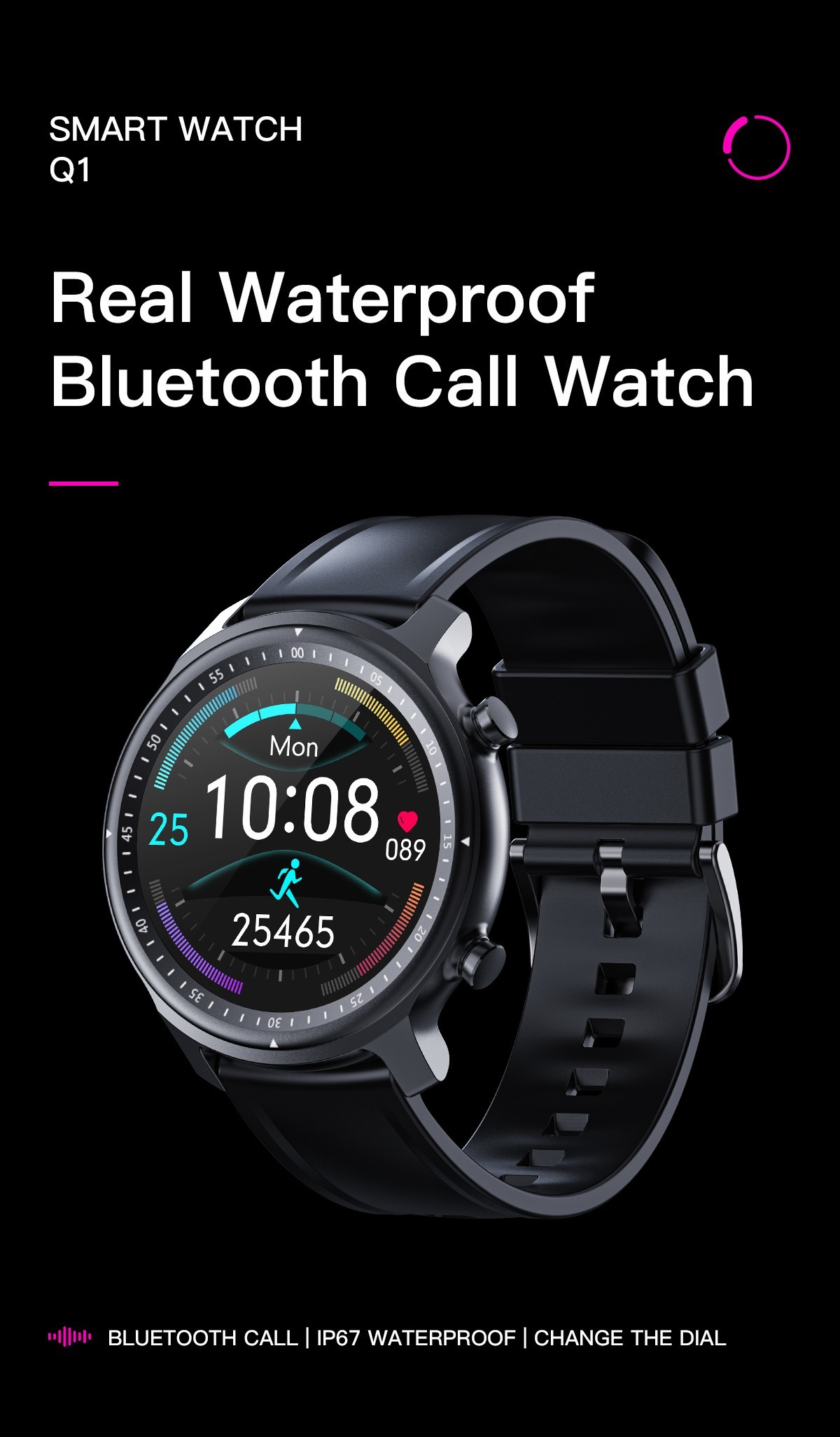 256K ROM Smart Watch Round Shape , 4.2 Mens Smartwatch For Android