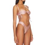 Pink Bandeau Nylon Bikini Sexy Backless Fashion In Stock High-Elastic Durable