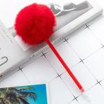 Lovely Colorful Soft Fluff Plastic Ball Pen 1.0mm Slender Barrel Gift Ballpoint