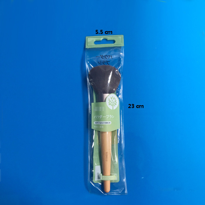 Custom Logo Eco-friendly Packaging clear PVC plastic makeup brush bag with header