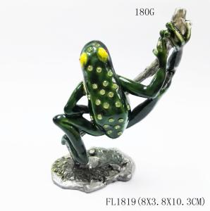 Wholesale New design home decorative box metal cute green frog jewelry decorative box from china suppliers