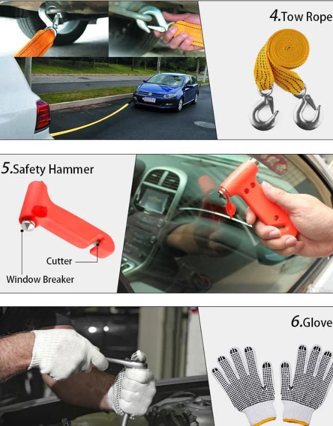 Metal Triangle Auto Use Automotive First Aid Kit Reflective Roadside Kits For Cars