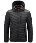 Men'S Winter Nylon Fabric Quilted Jacket With Detachable Hood