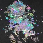 OEM Holographic Gold and Silver Glitter with Red Blue Green Triangles Other