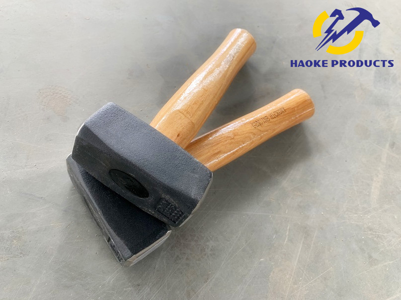 No Deformation Safe 800G Standard C1045 Forged Carbon Steel Sledge Stoning Hammer With Natural Color Hickory Handle