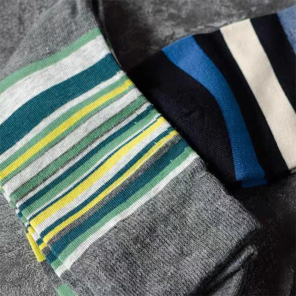 Multicolored Striped Crew Combed Cotton Socks Trendy And Timeless Men Socks
