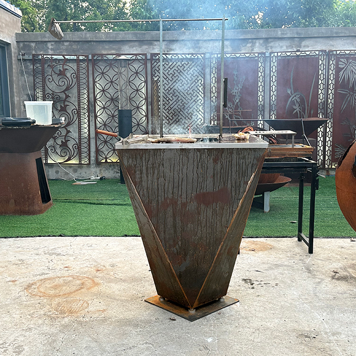 outdoor corten smoke chicken bbq