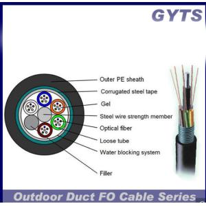 Wholesale GYTS Steel Armored Fiber Optic Cable Loose Tube PE Sheath For Communication / LAN from china suppliers