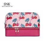 Women Waterproof PU Leather Portable Travel Printed Makeup Bag With Mirror