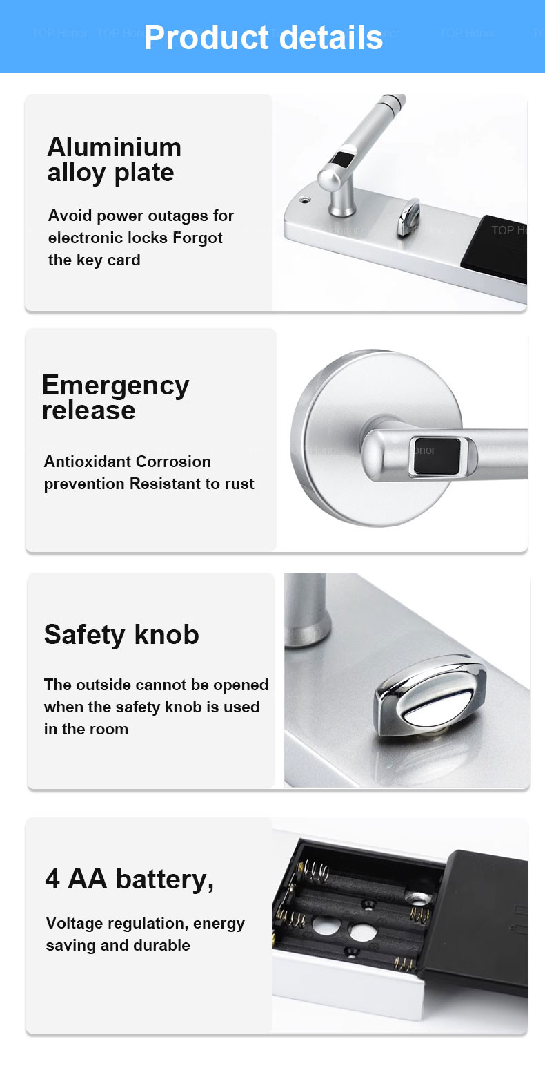 Digital Semiauto Handle Hotel Smart Locks Baking Vanish Aluminium Alloy Material
